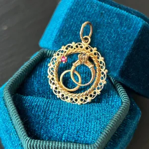 Wedding Rings Pendant 14k