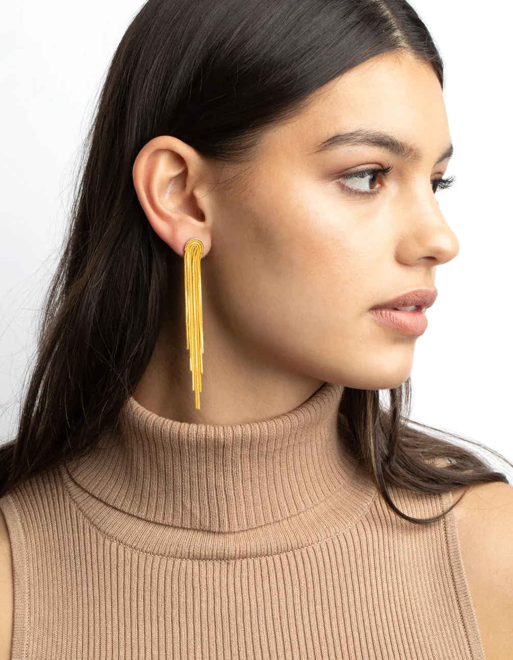 Yellow Waterfall Chain Drop Earrings